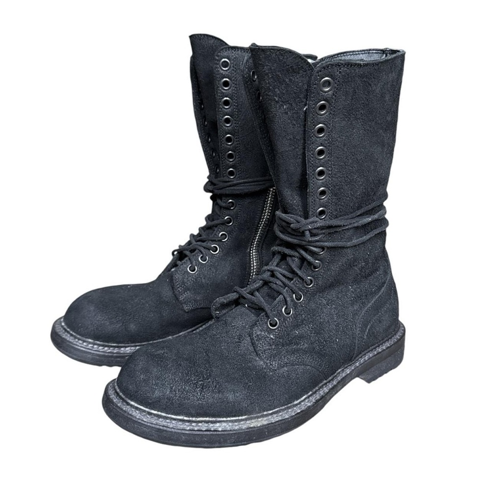 Rick Owens goth avant garde black suede zip combat boots women's size 37